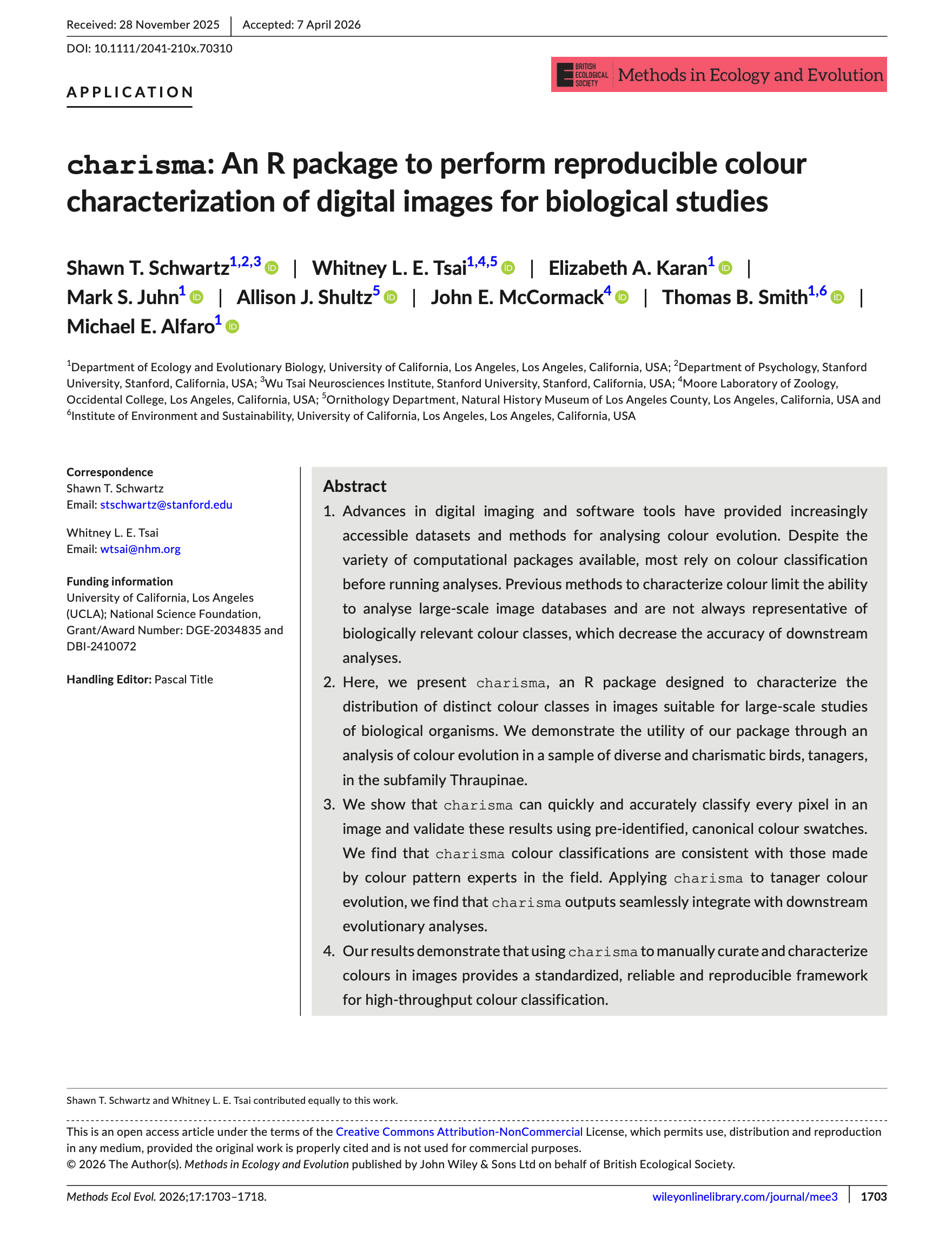charisma: An R package to perform reproducible colour characterization of digital images for biological studies